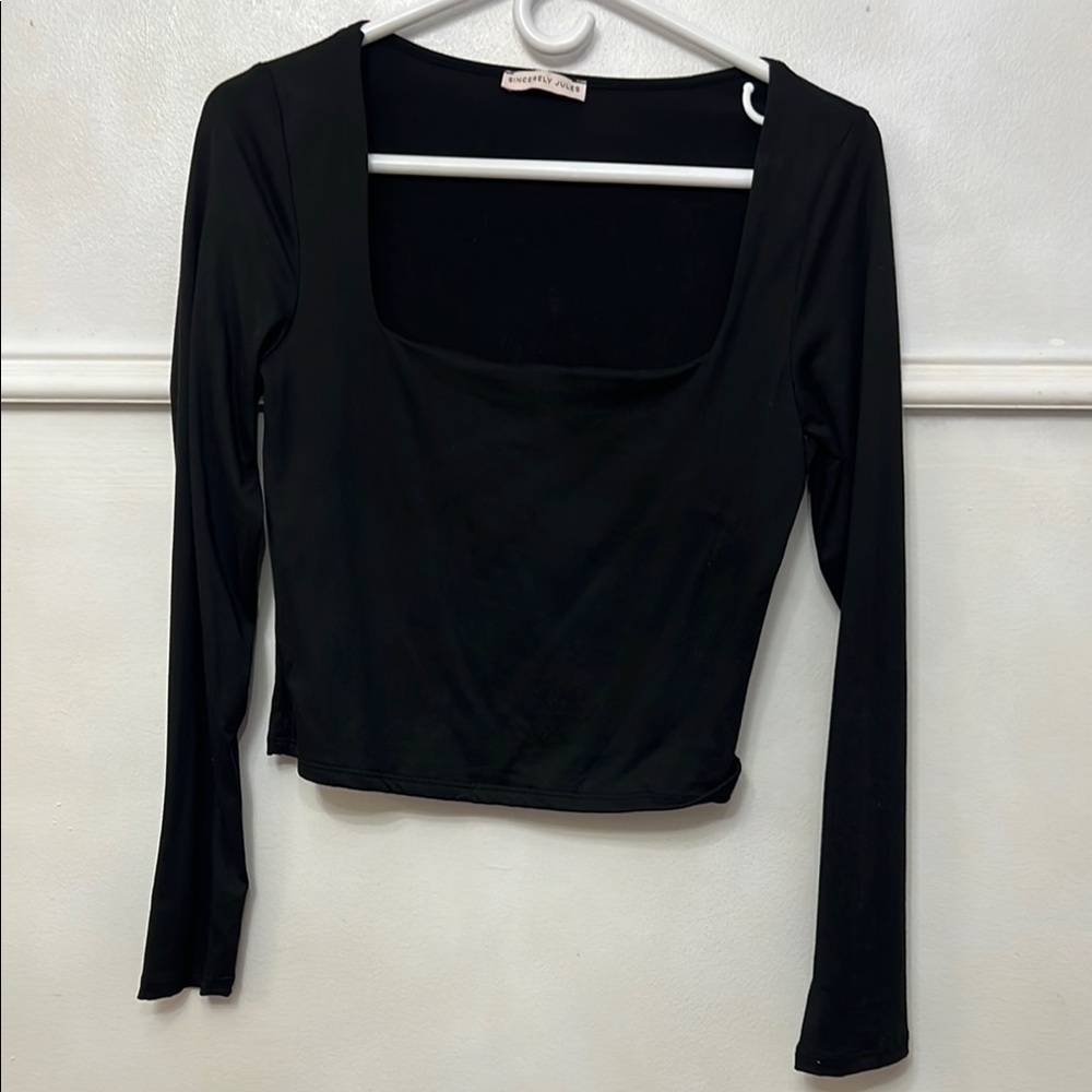 Sincerely Jules Black Square Neck Blouse